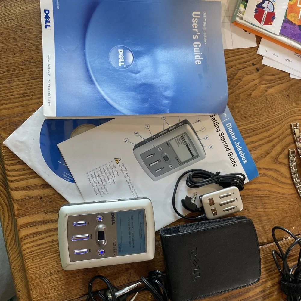 Dell Digital Jukebox Remote Leather Case Cords Manual Bundle